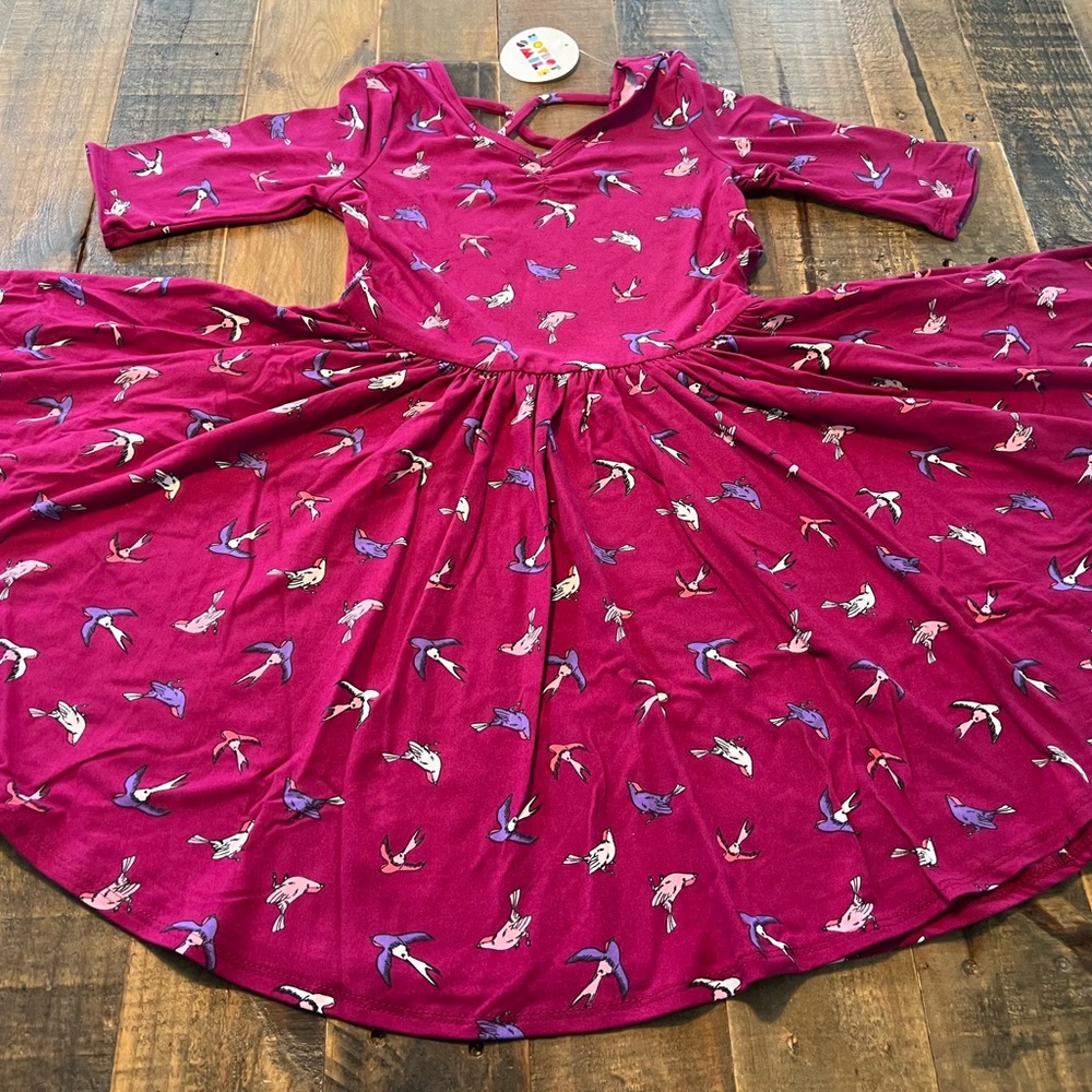 Dot Dot Smile size 7 or 8/10 girls sparrow birds Ballerina twirl dress new